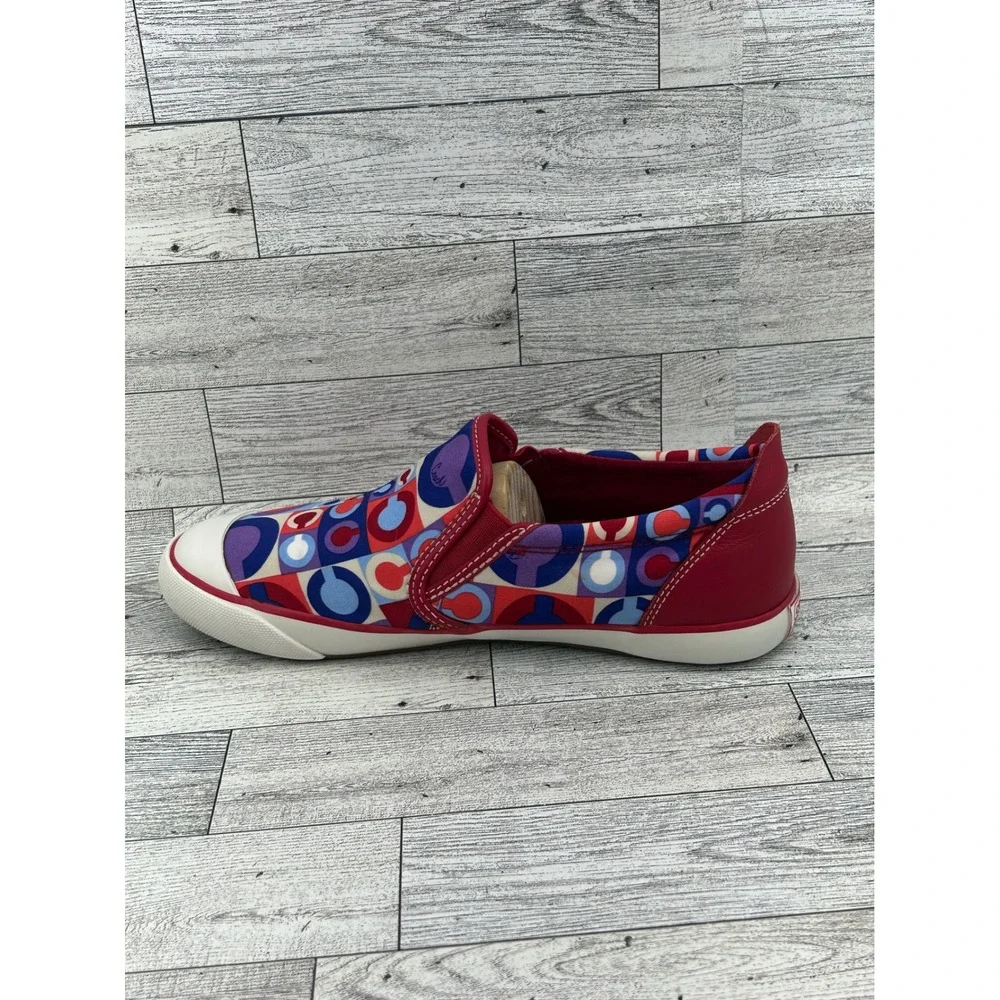 Coach Beale Women Signature C Geometric Slip On Sneakers Red Blue Purple Sz 7B